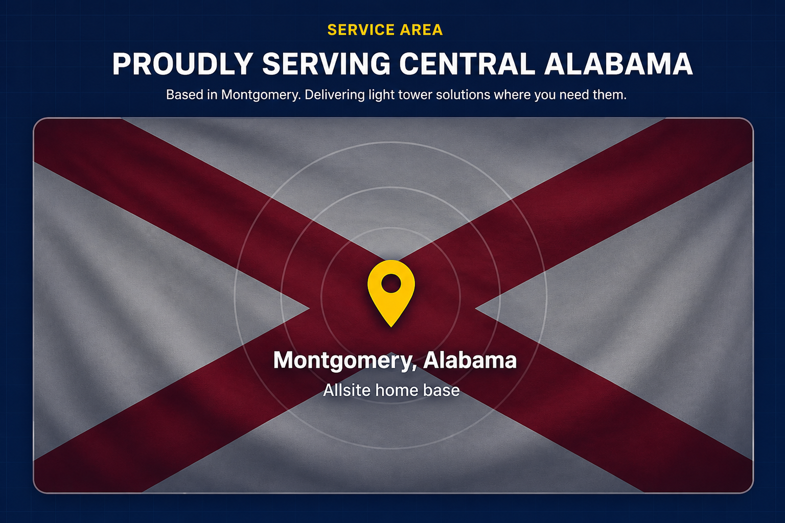 Allsite Outdoor Lighting service area in Montgomery and Central Alabama with Alabama state flag
